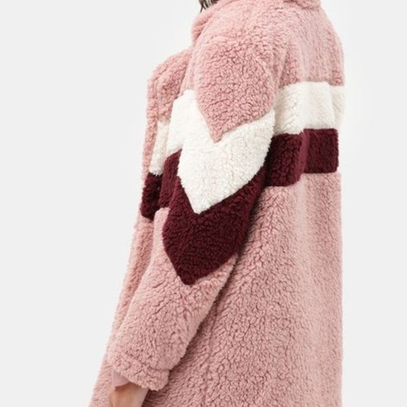 Barbie Sherpa mauve teddy coat color block - Picture 2 of 4